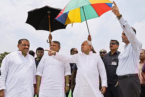 Nitish Kumar inspects projects at Bakhtiyarpur Ganga Ghat